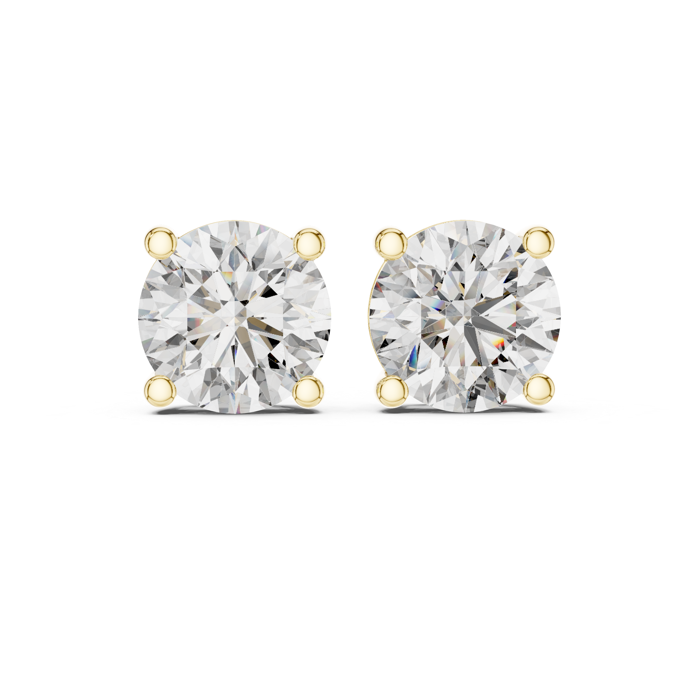 Classic Round Cut Diamond Stud Earrings in Four Prong Setting