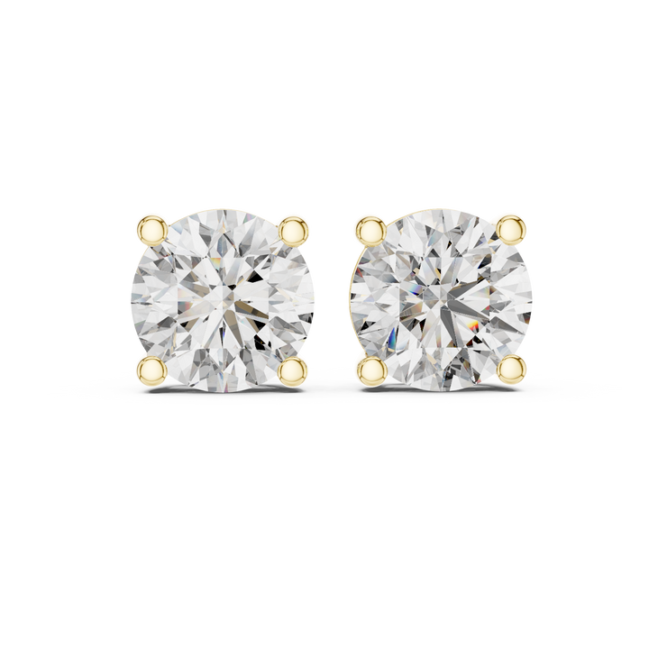 Classic Round Cut Diamond Stud Earrings in Four Prong Setting