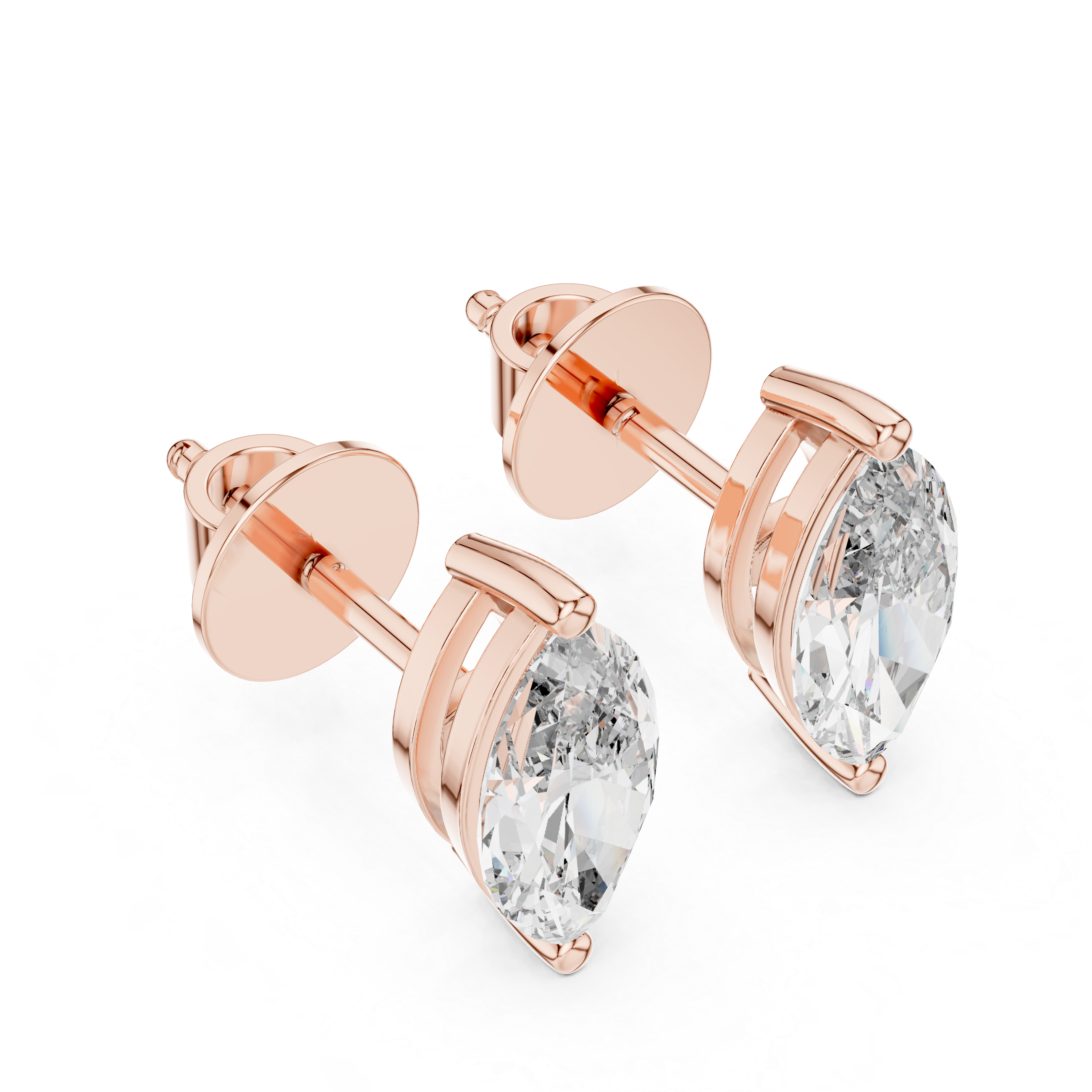 Marquise Cut Diamond Bezel Stud Earrings