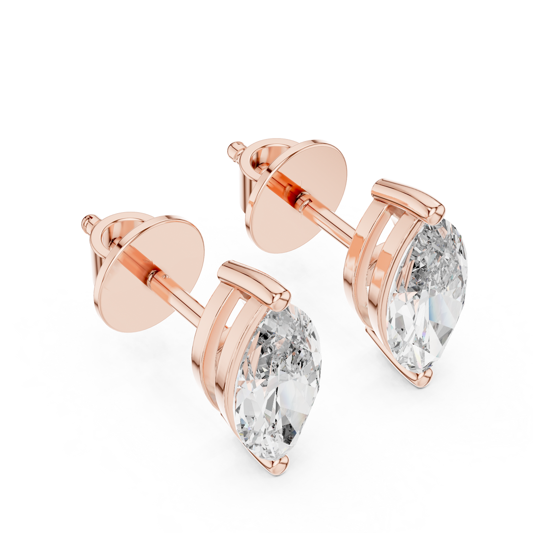 Marquise Cut Diamond Bezel Stud Earrings