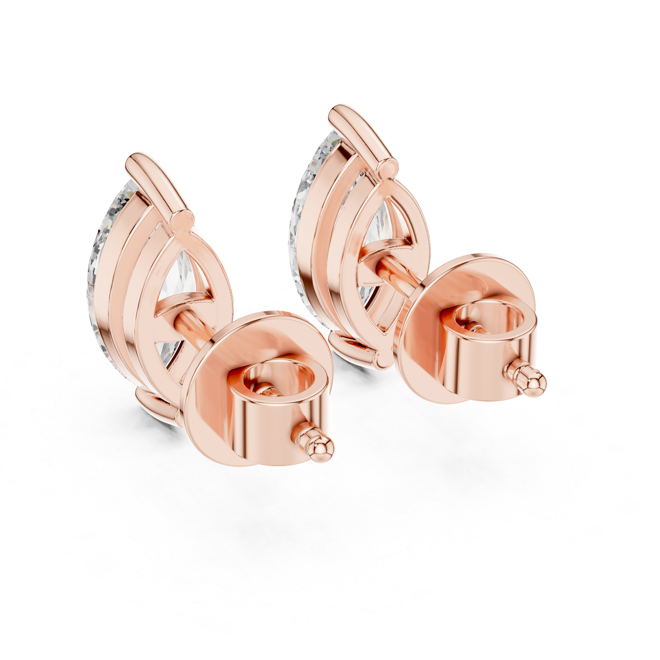 Marquise Cut Diamond Bezel Stud Earrings