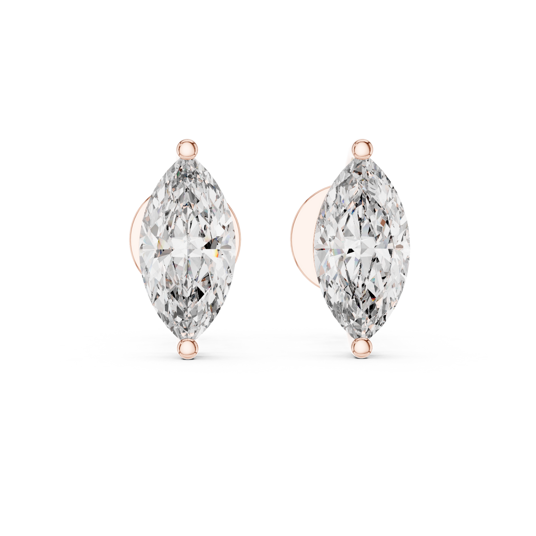 Marquise Cut Diamond Bezel Stud Earrings
