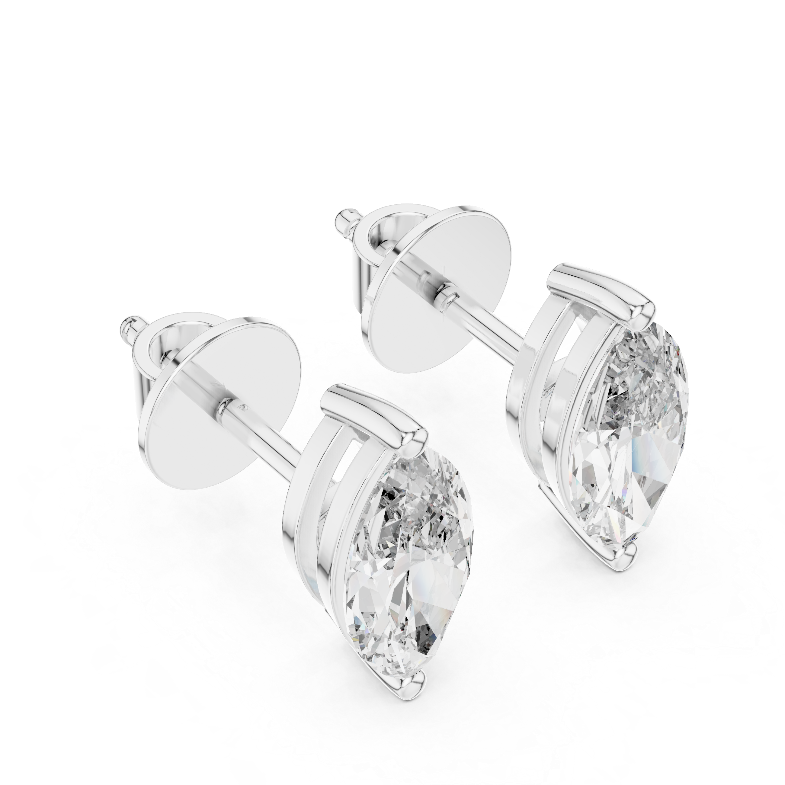 Marquise Cut Diamond Bezel Stud Earrings