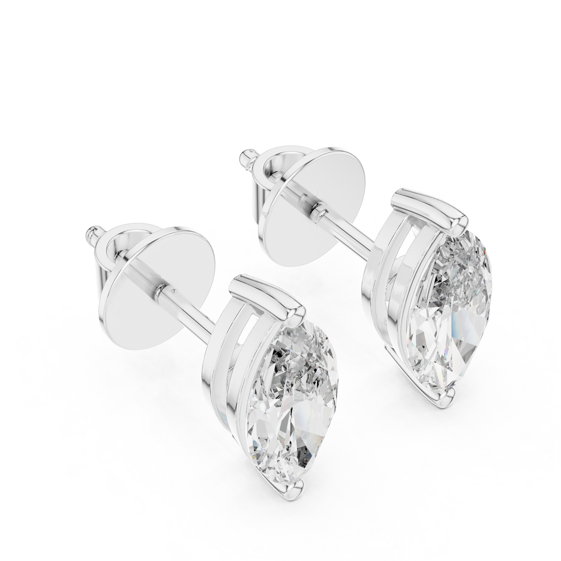 Marquise Cut Diamond Bezel Stud Earrings