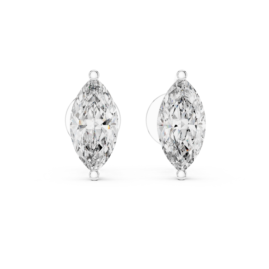 Marquise Cut Diamond Bezel Stud Earrings