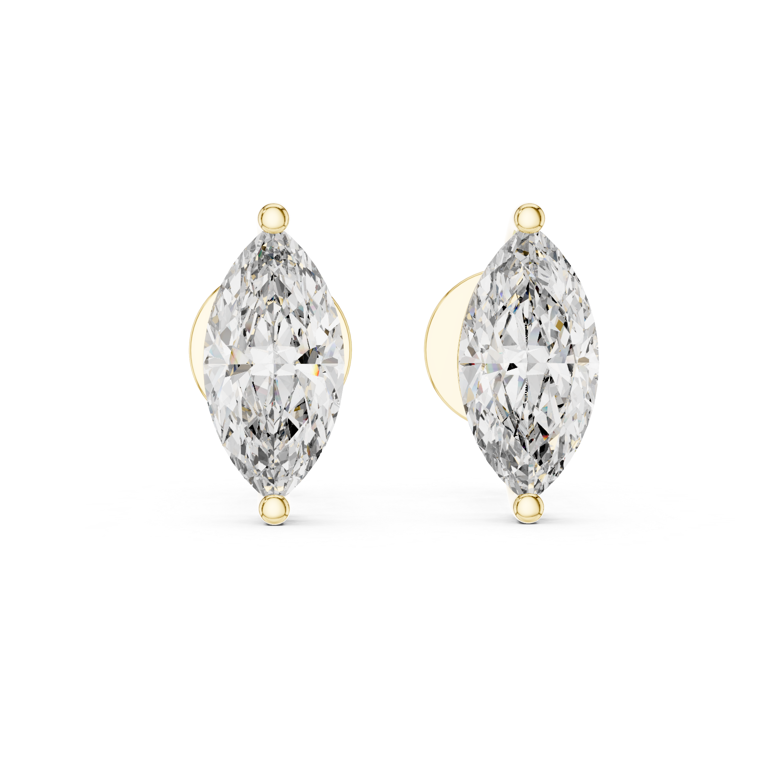 Marquise Cut Diamond Bezel Stud Earrings