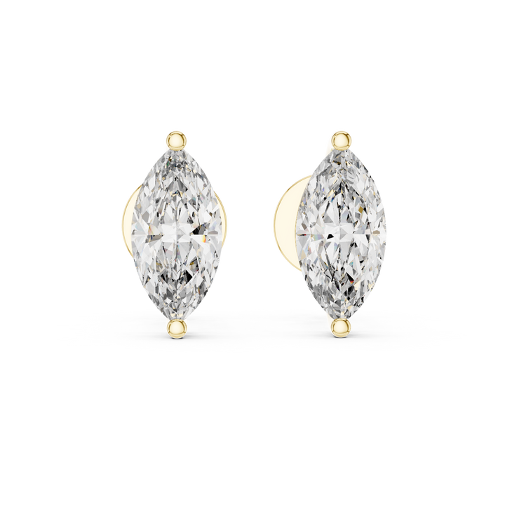 Marquise Cut Diamond Bezel Stud Earrings