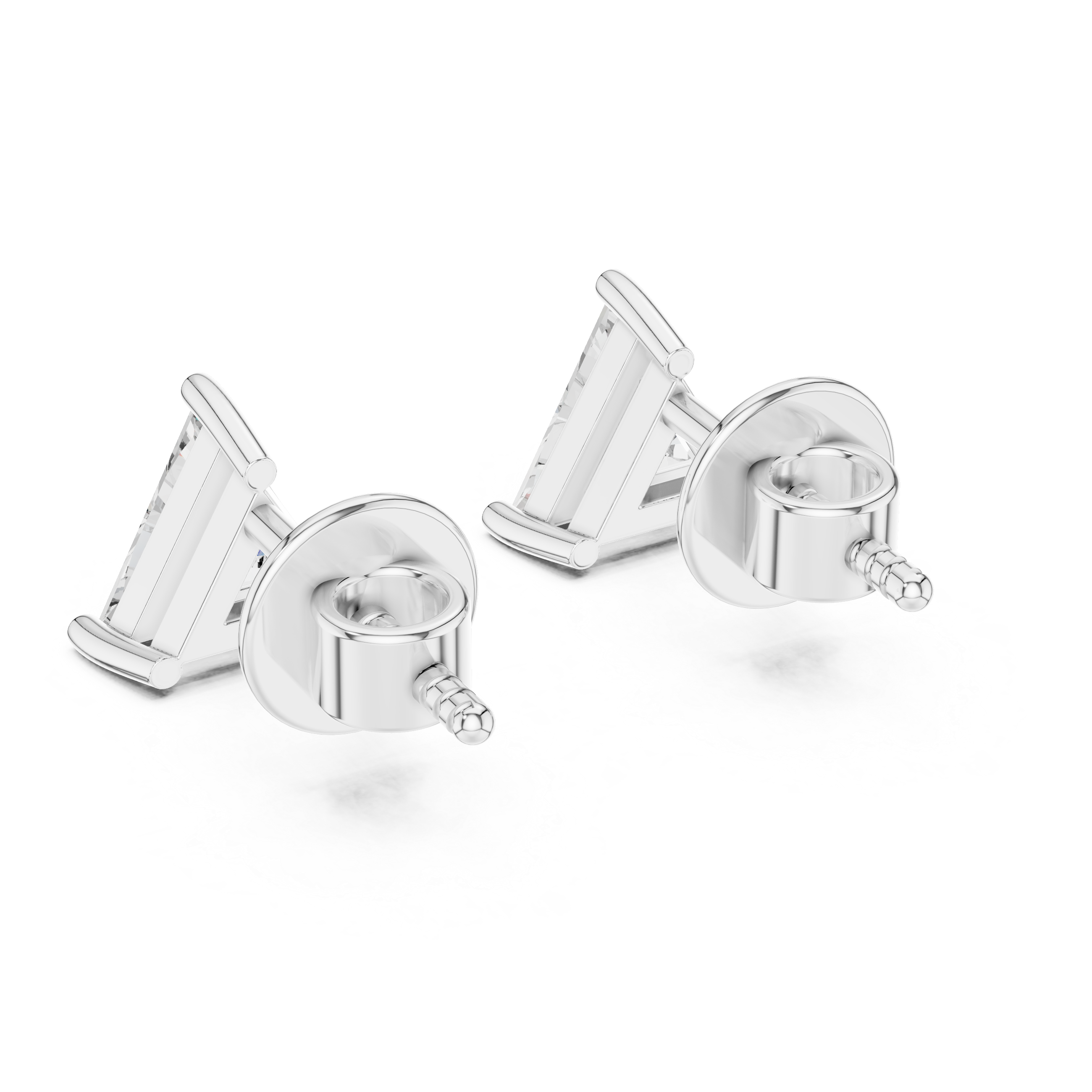 Triangle Cut Diamond Prong Stud Earrings