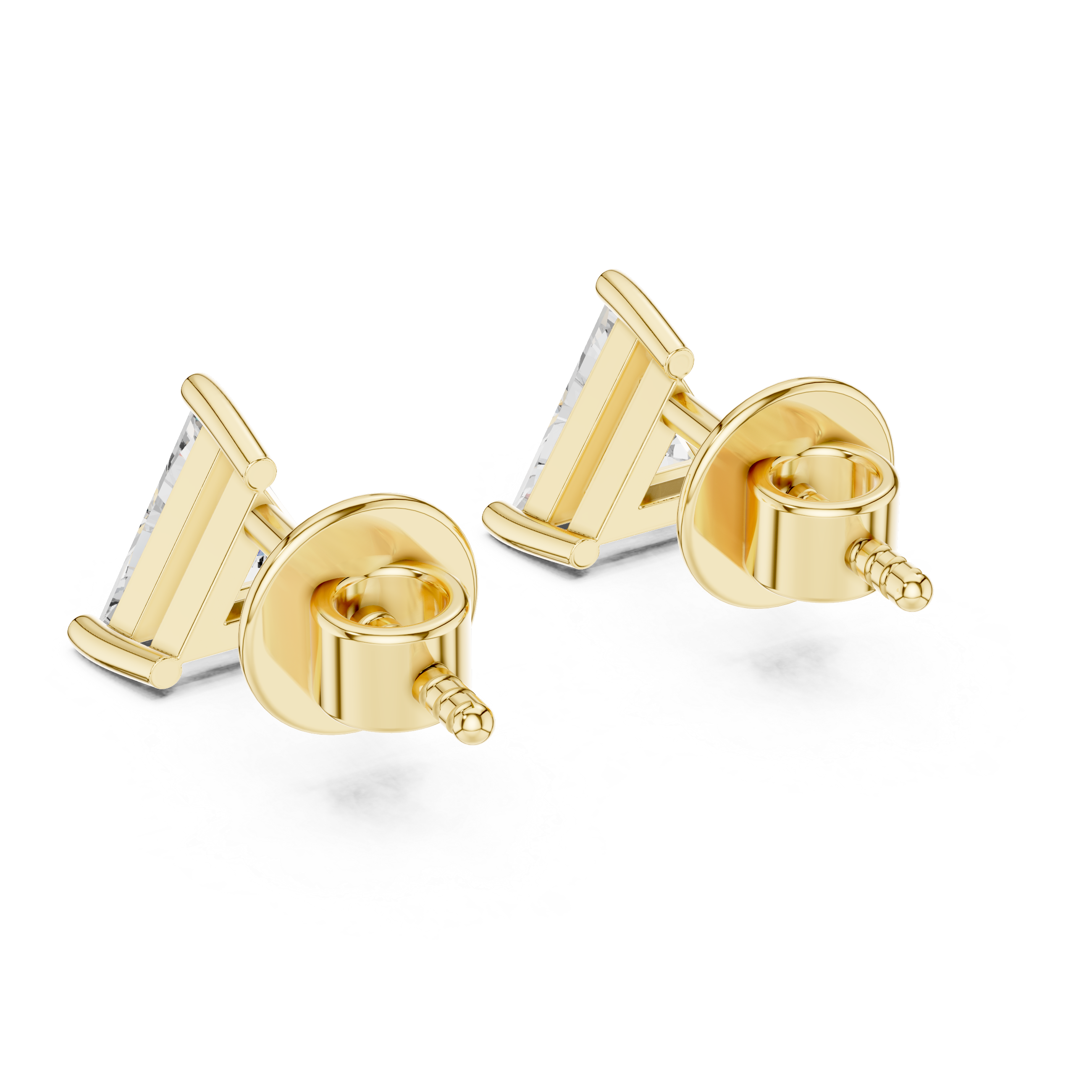 Triangle Cut Diamond Prong Stud Earrings