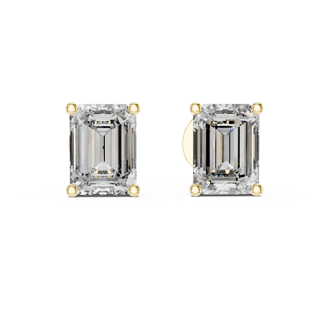 Emerald Cut Diamond Four Prong Stud Earrings