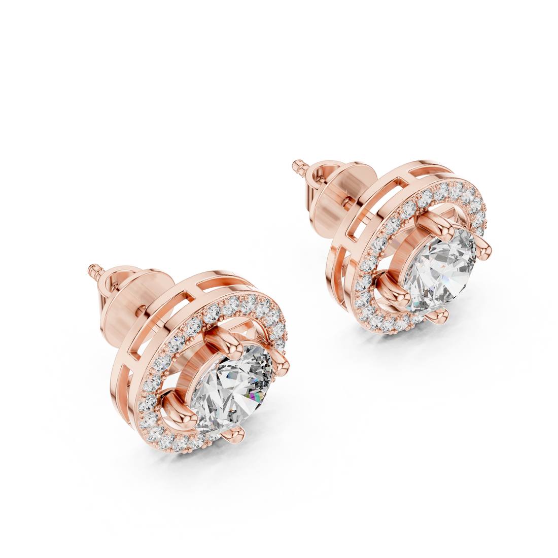 Elegant diamond stud earrings in white gold with brilliant sparkle.