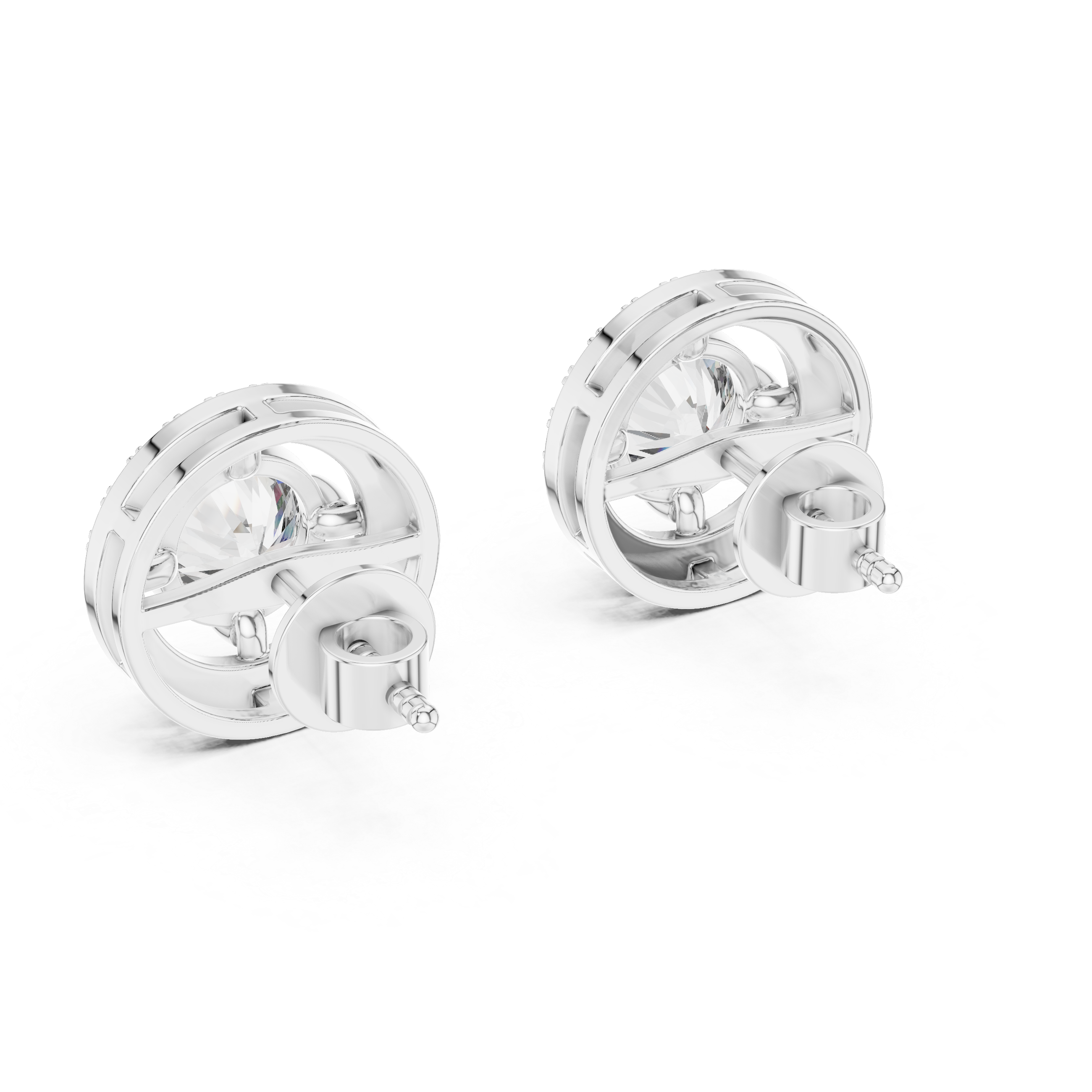 Floral diamond stud earrings with delicate petal-inspired design.