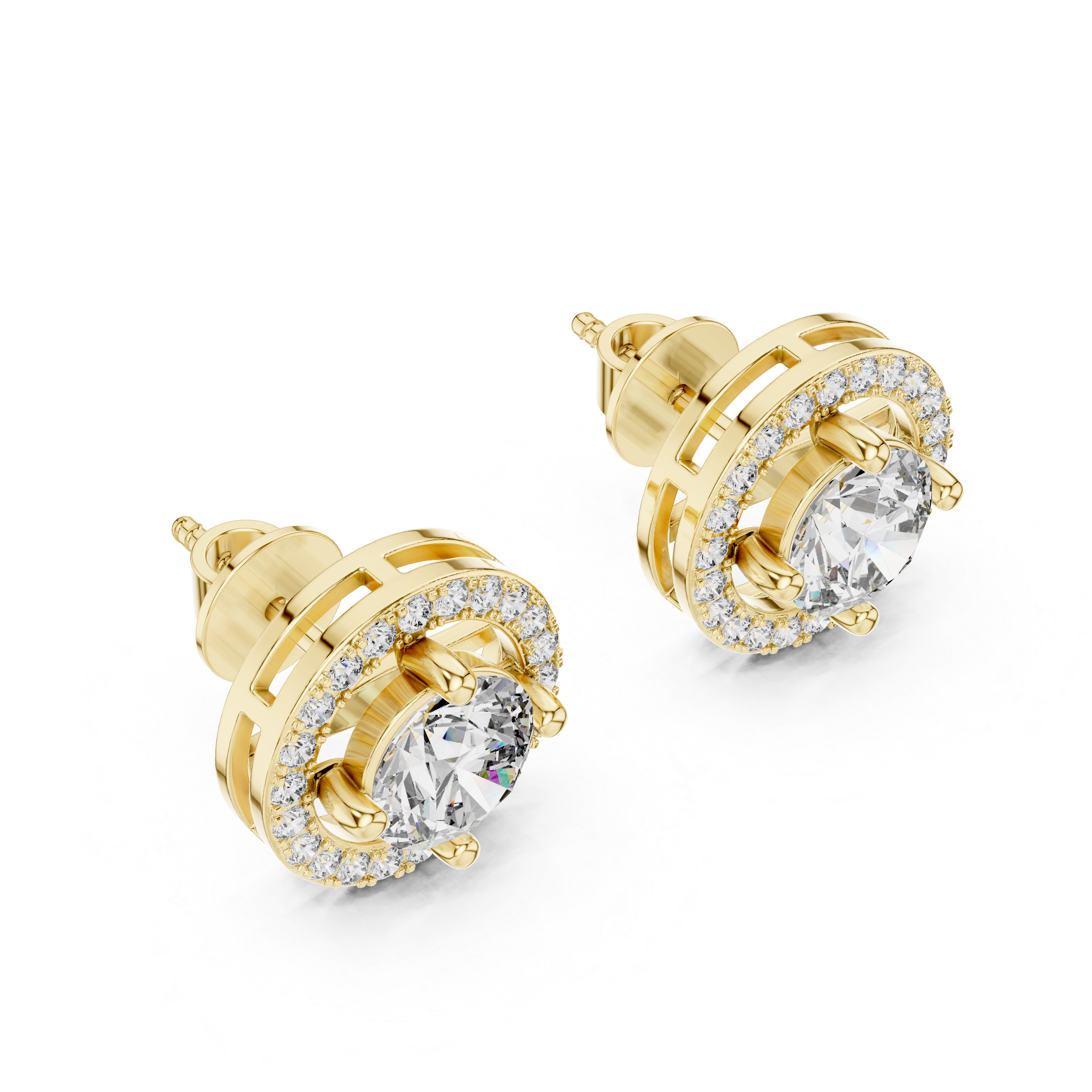 Tiny round diamond stud earrings for everyday wear.