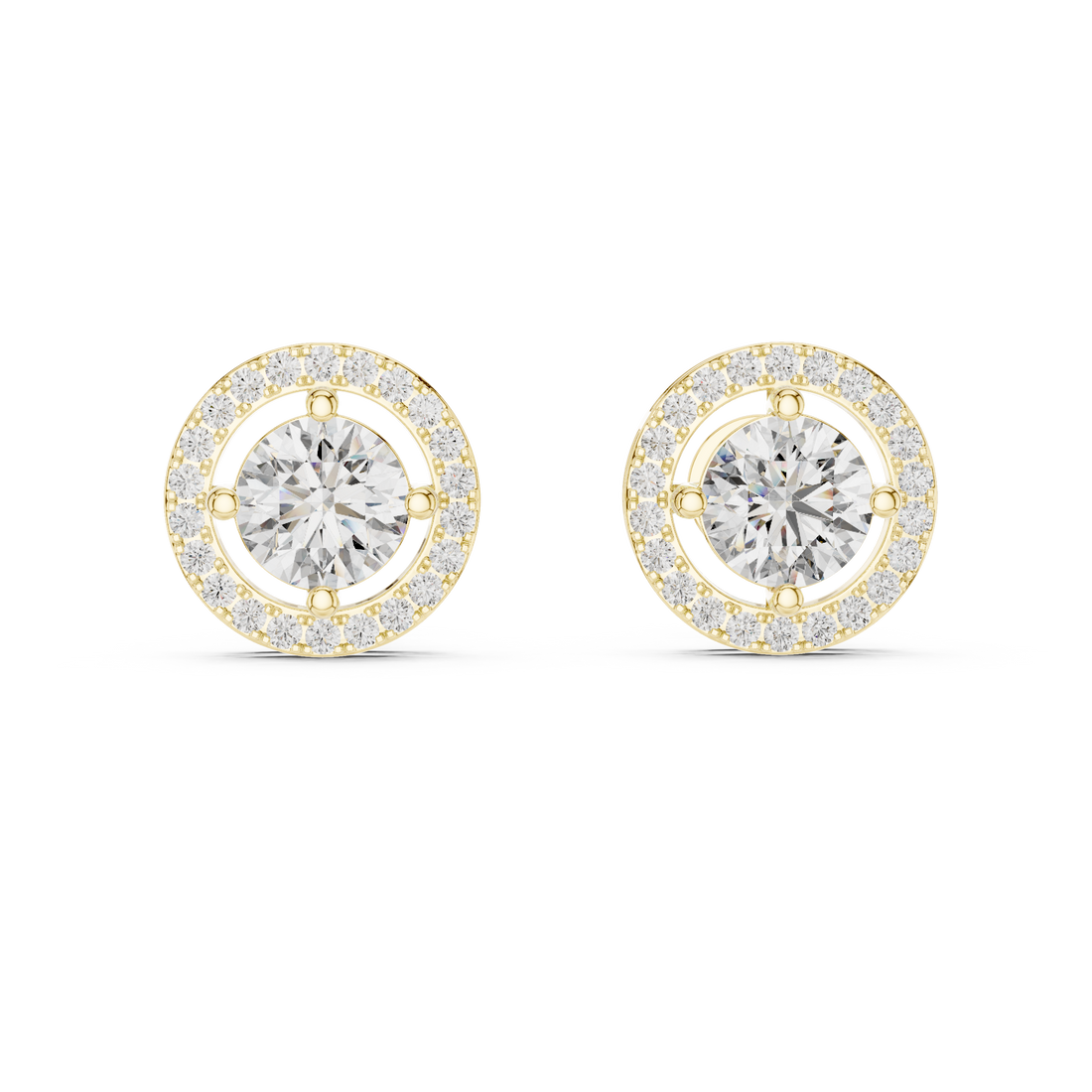 Elegant heart-shaped diamond earrings in rose gold design.