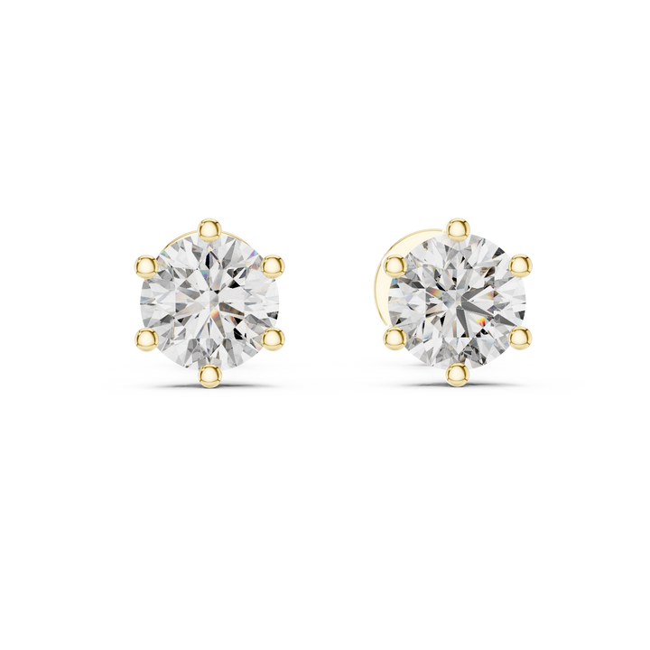 Round Cut Diamond Six Prong Solitaire Stud Earrings