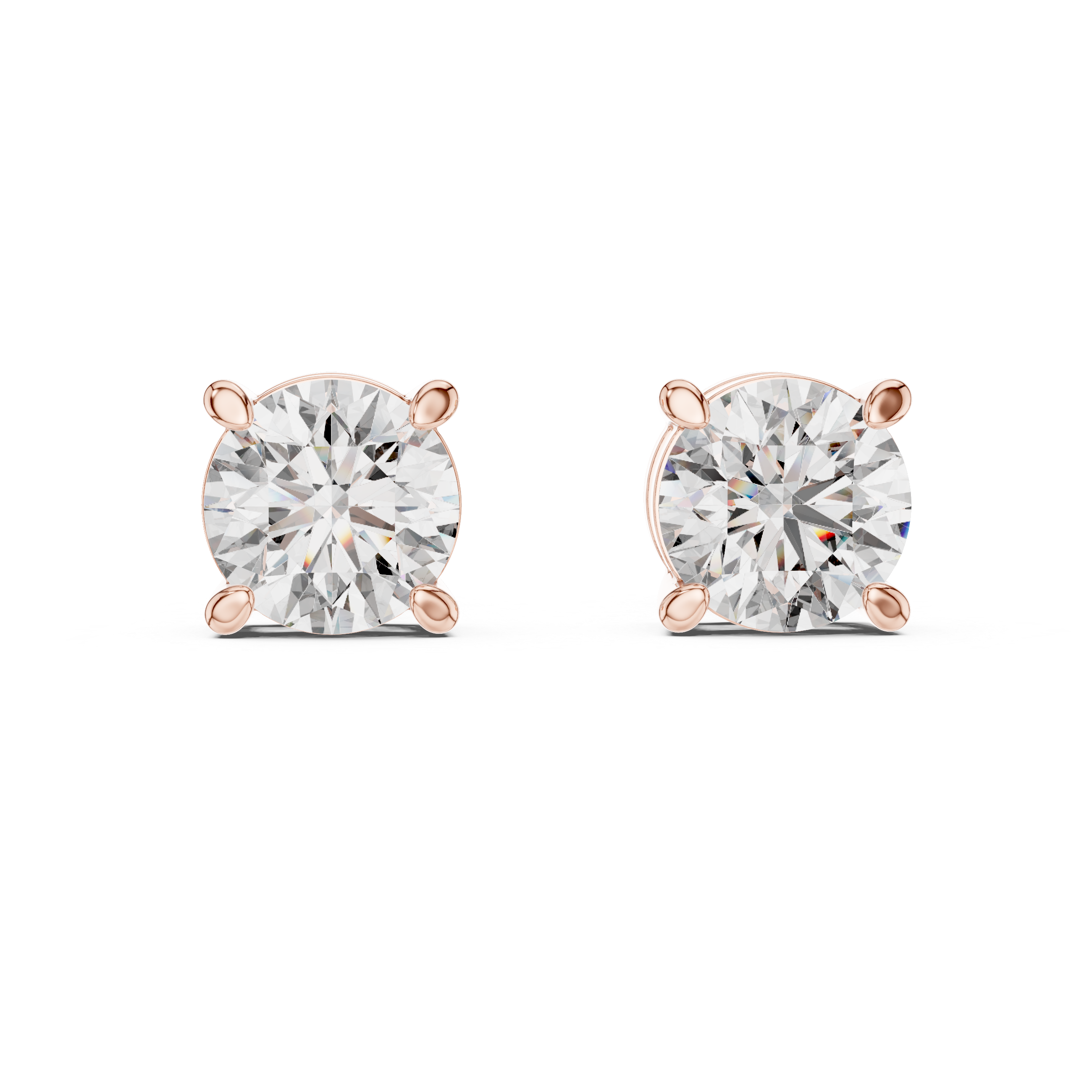 Round Cut Diamond Solitaire Stud Earrings