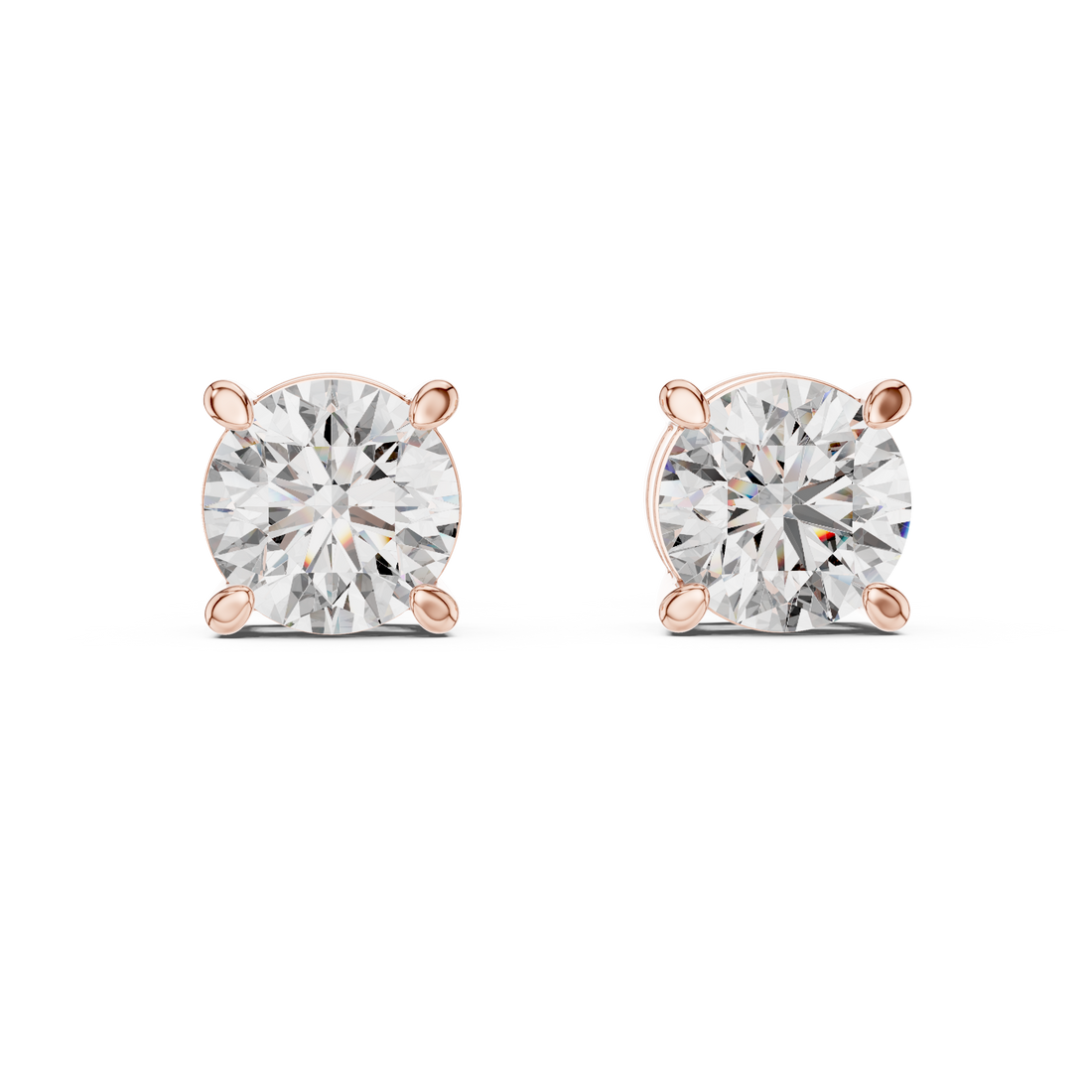 Round Cut Diamond Solitaire Stud Earrings