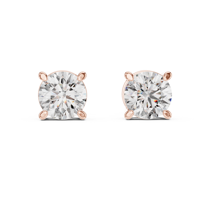 Round Cut Diamond Solitaire Stud Earrings
