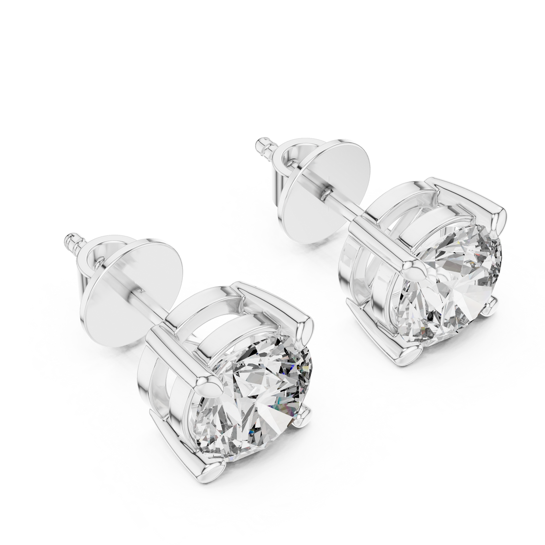Round Cut Diamond Solitaire Stud Earrings