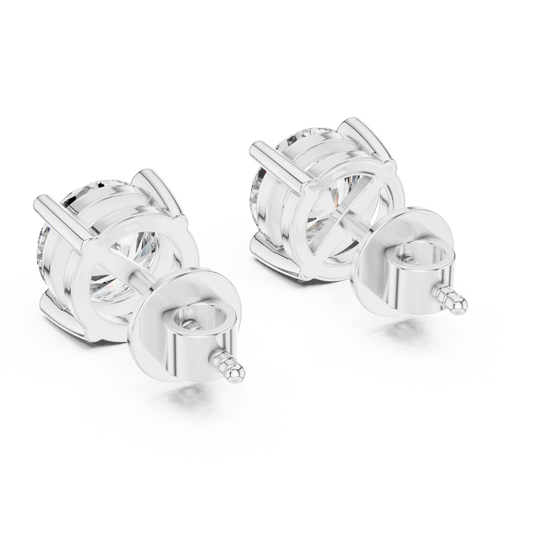 Round Cut Diamond Solitaire Stud Earrings
