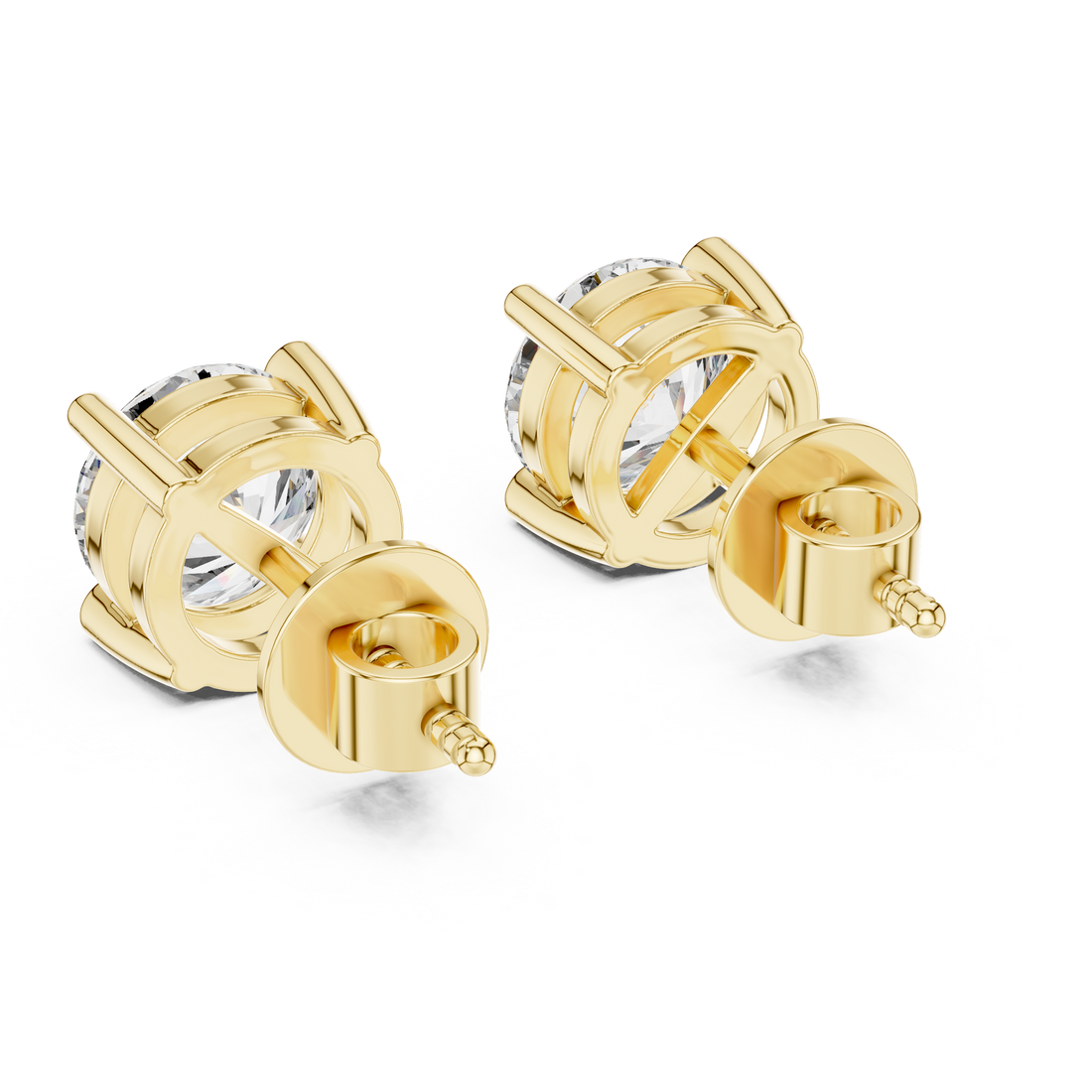 Round Cut Diamond Solitaire Stud Earrings