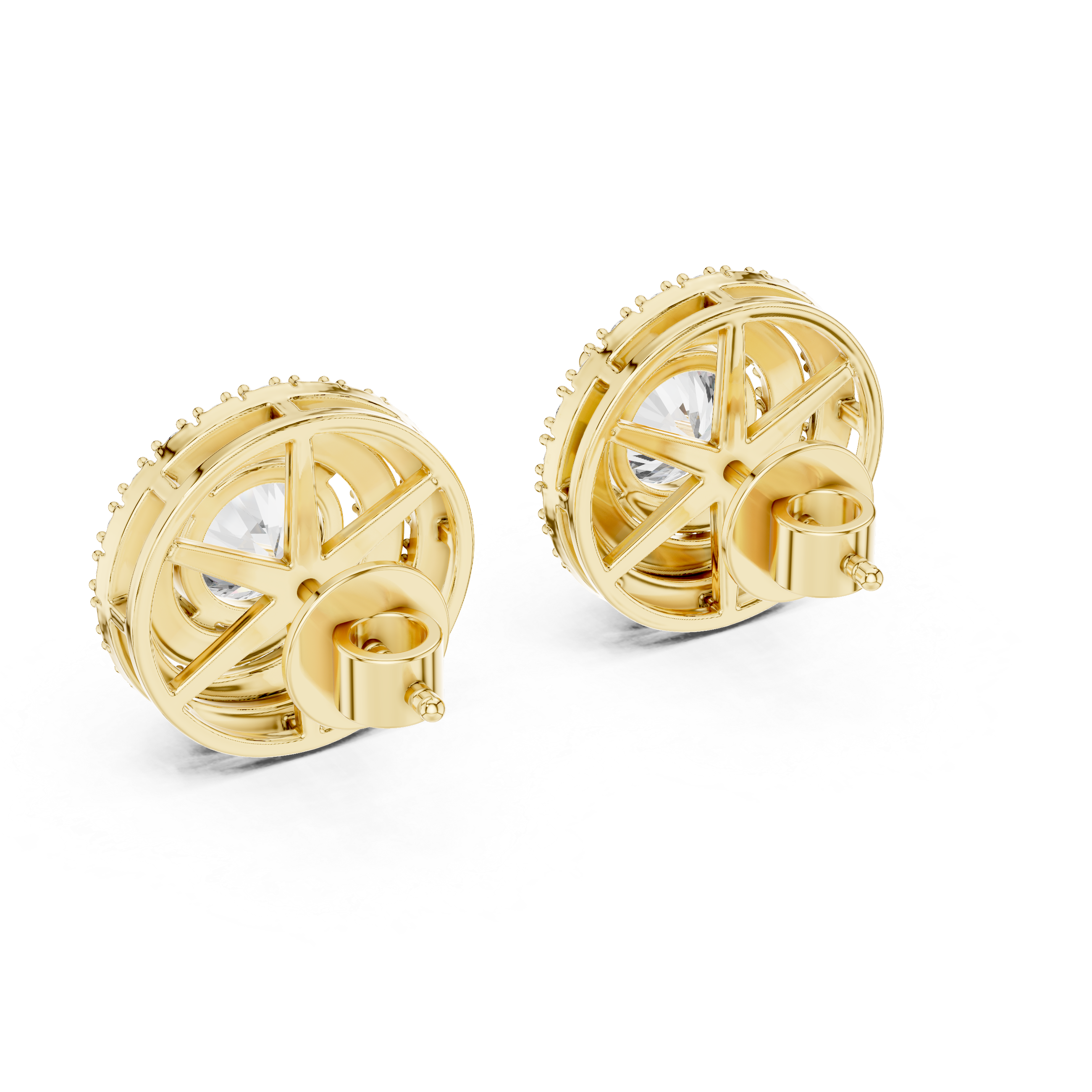 Round Cut Diamond Double Halo Stud Earrings