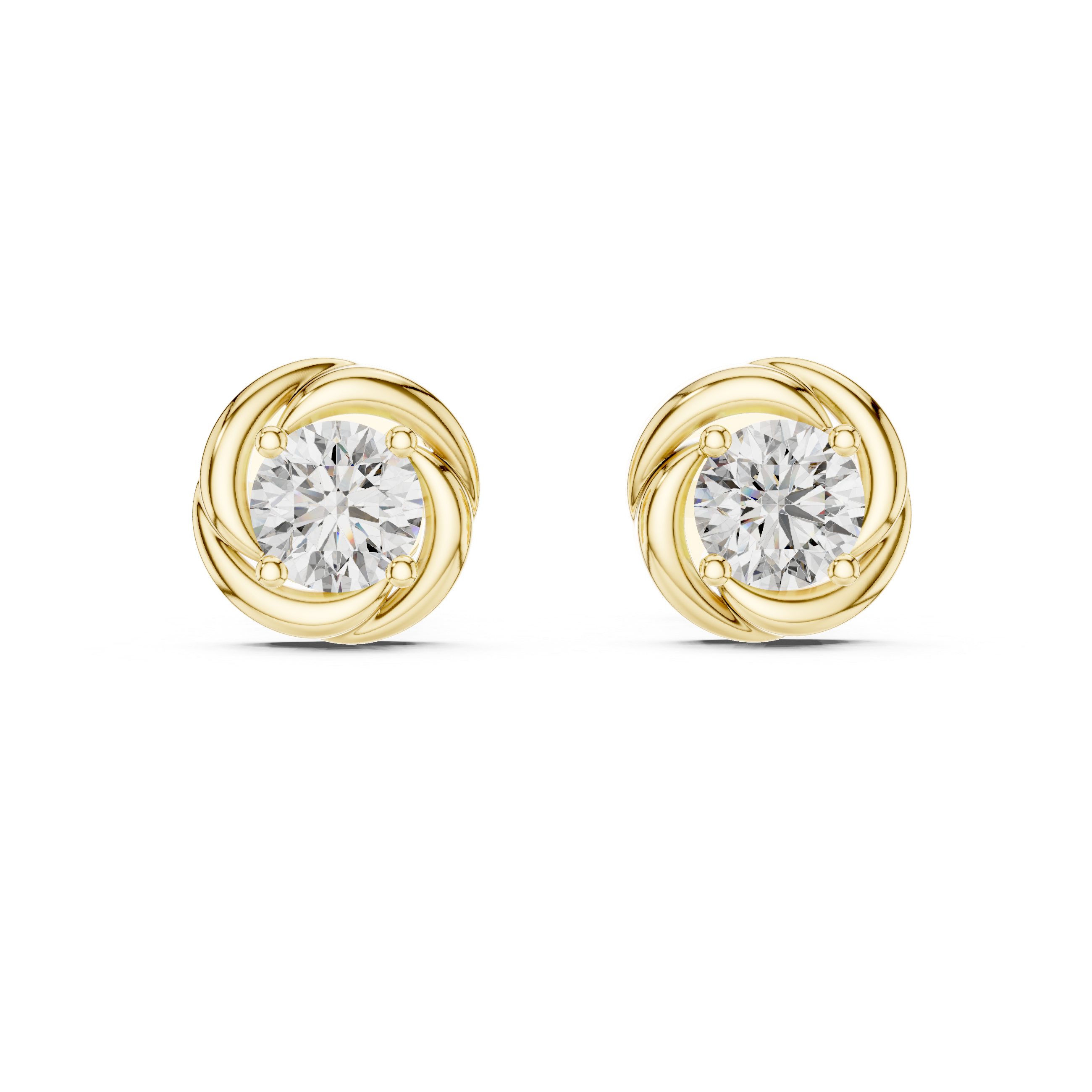 Round Cut Diamond Twisted Solitaire Stud Earrings