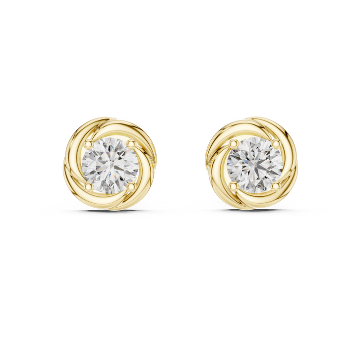Round Cut Diamond Twisted Solitaire Stud Earrings