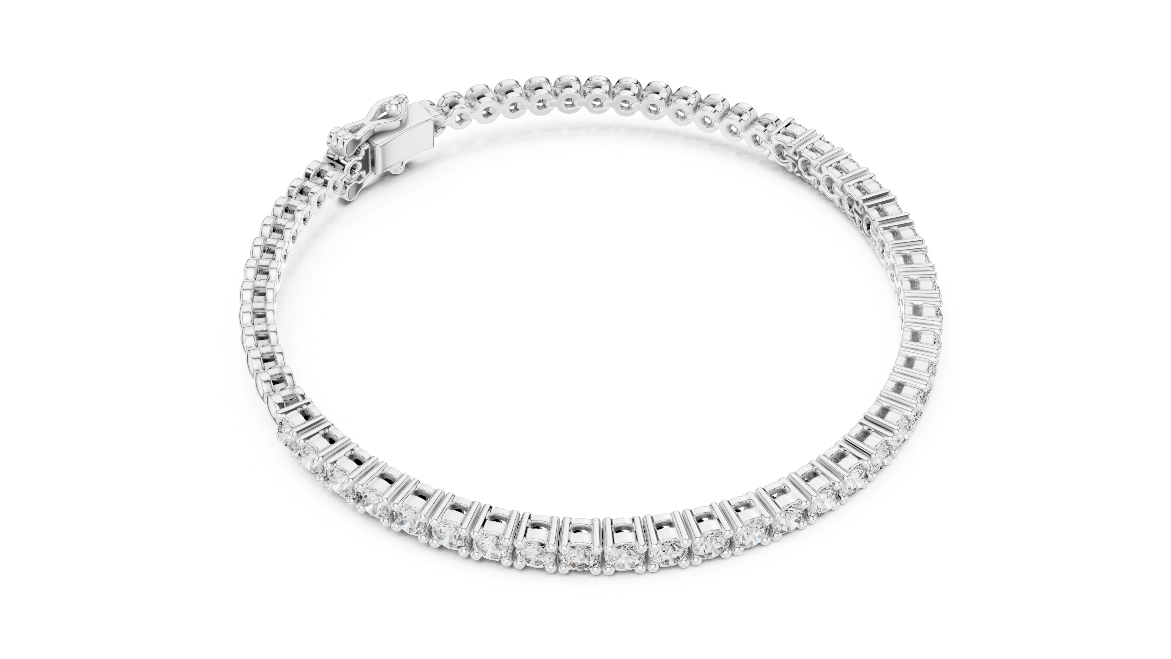 Classic Round Diamond Tennis Chain Bracelet in Collet Setting