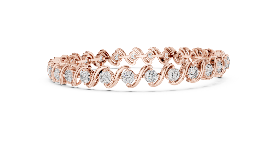 Elegant Round Cut Diamond Swirl Link Tennis Bracelet