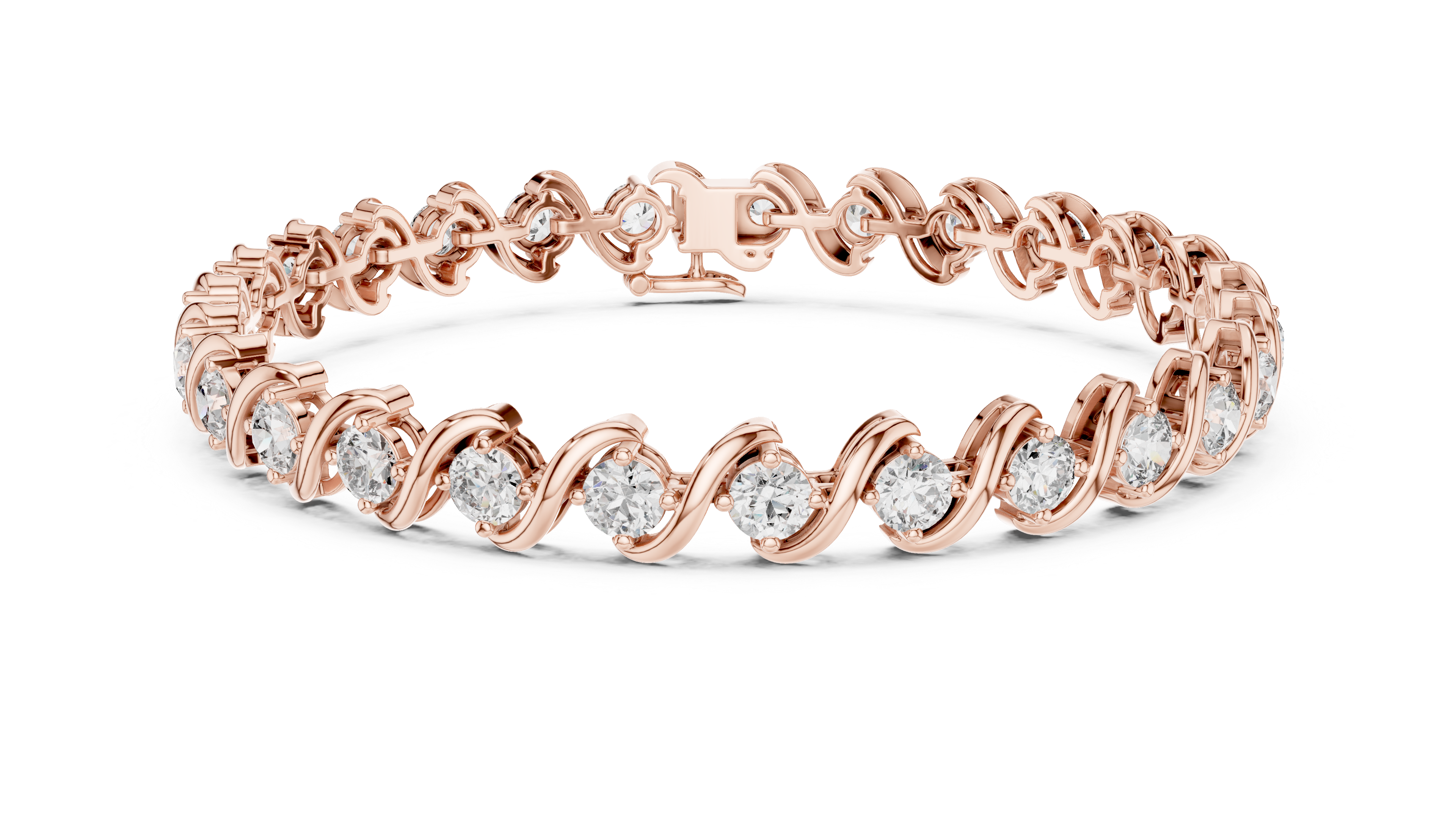 Elegant Round Cut Diamond Swirl Link Tennis Bracelet