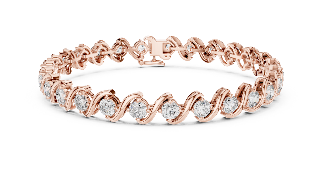 Elegant Round Cut Diamond Swirl Link Tennis Bracelet