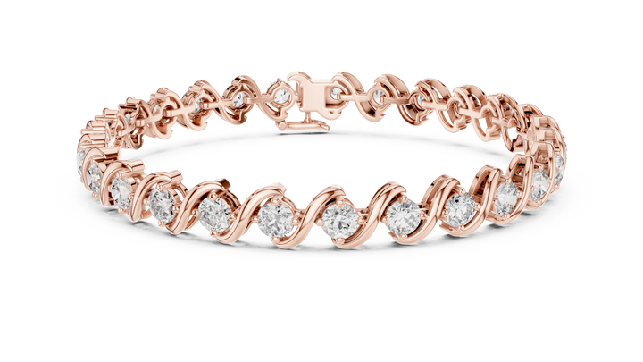 Elegant Round Cut Diamond Swirl Link Tennis Bracelet