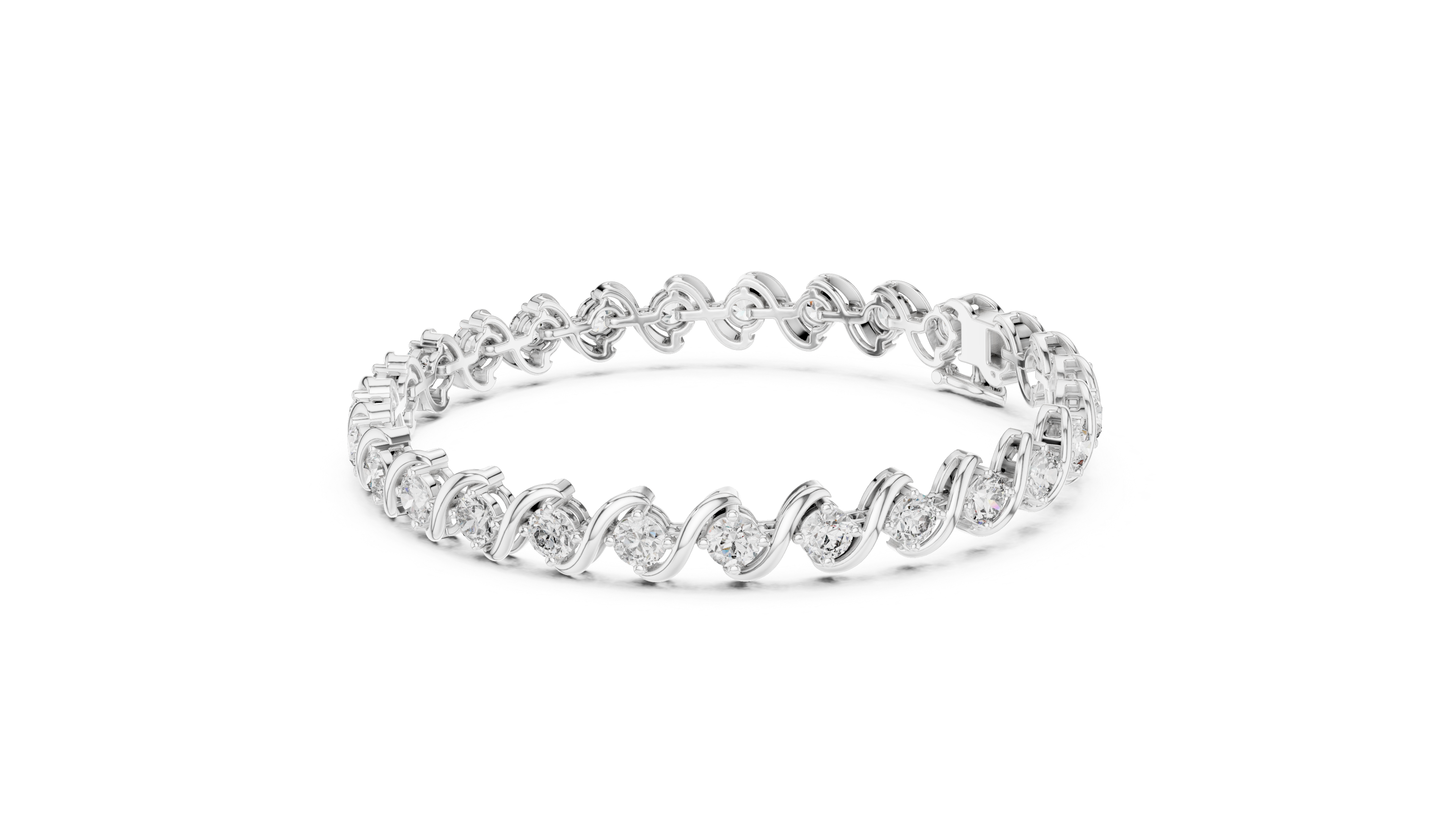 Elegant Round Cut Diamond Swirl Link Tennis Bracelet