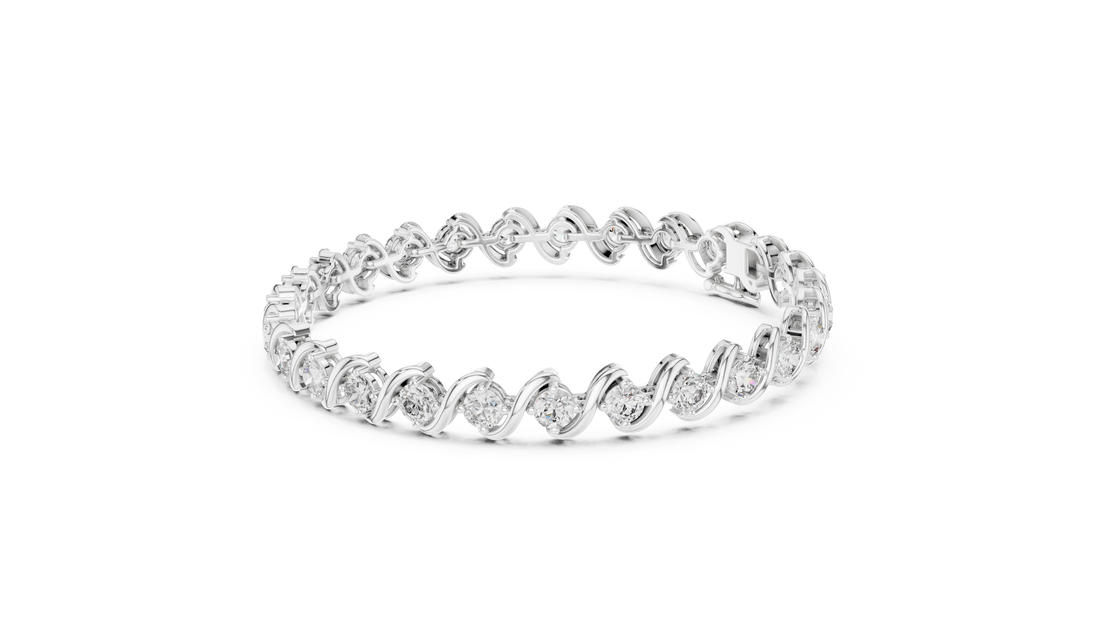 Elegant Round Cut Diamond Swirl Link Tennis Bracelet
