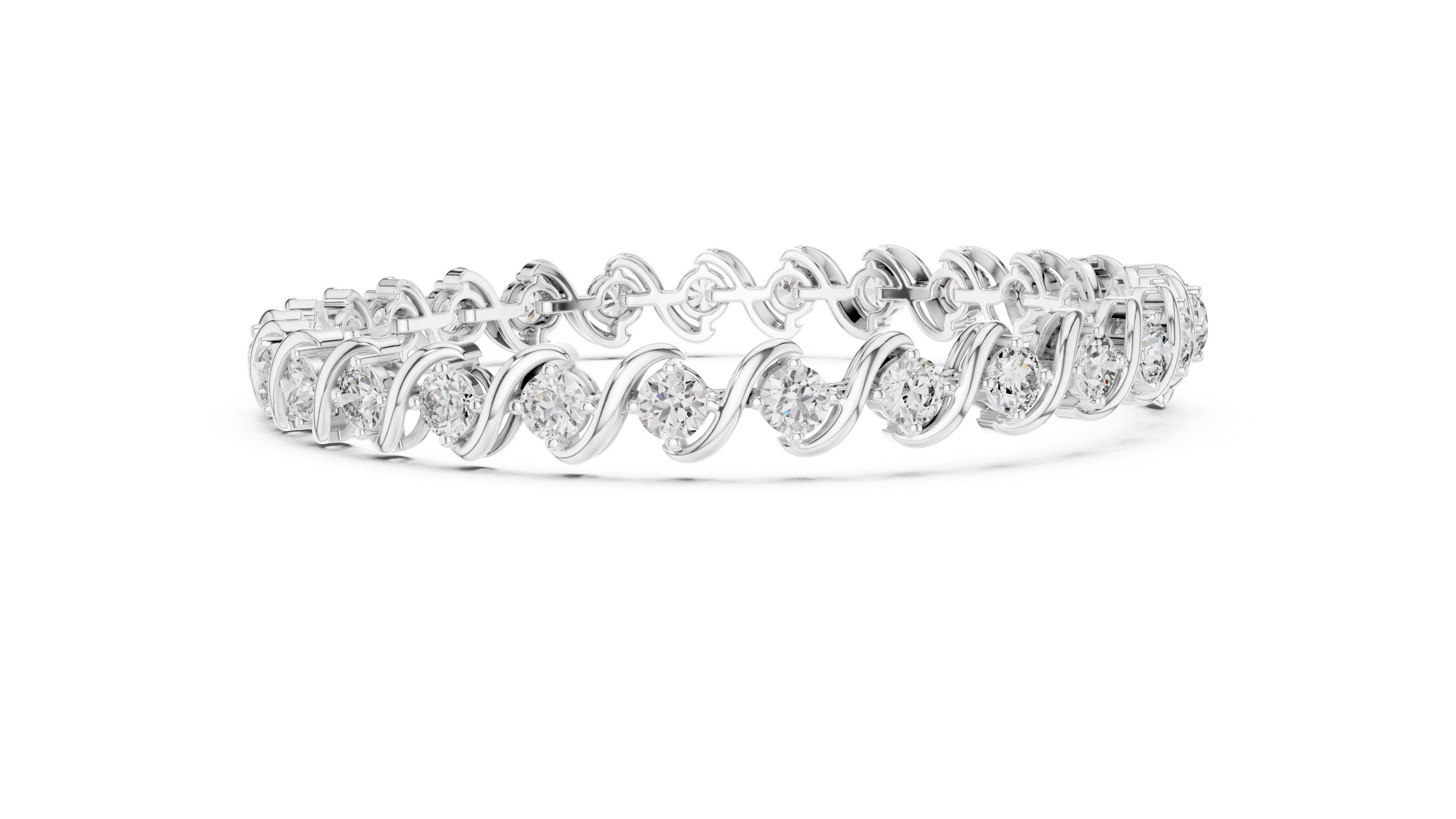 Elegant Round Cut Diamond Swirl Link Tennis Bracelet