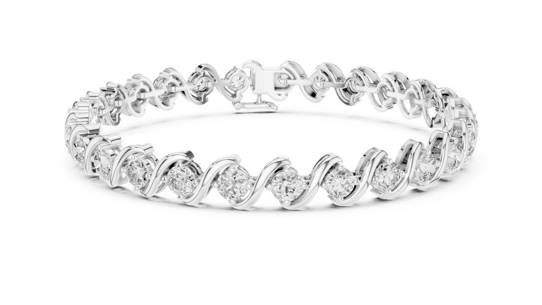 Elegant Round Cut Diamond Swirl Link Tennis Bracelet