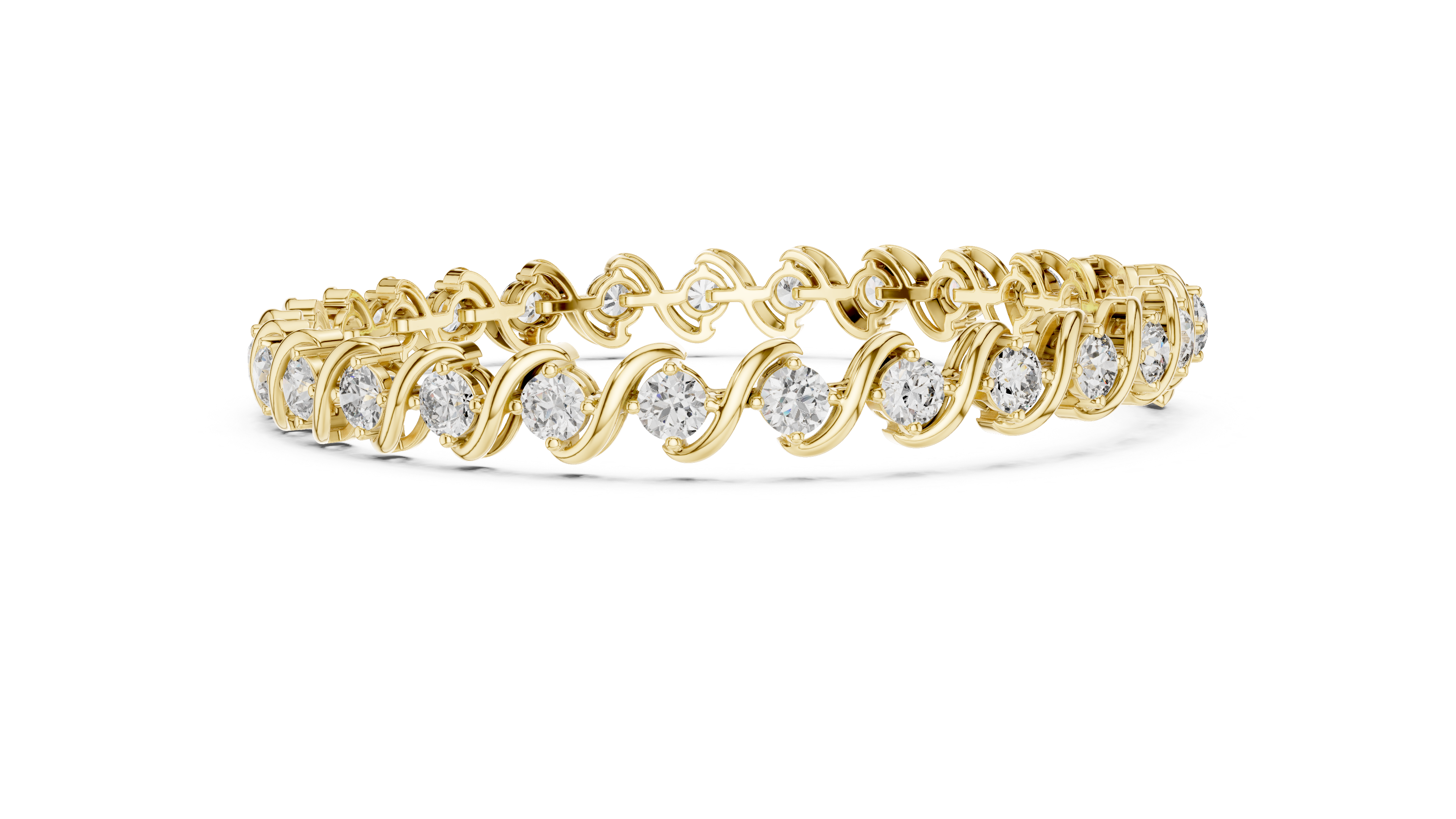 Elegant Round Cut Diamond Swirl Link Tennis Bracelet