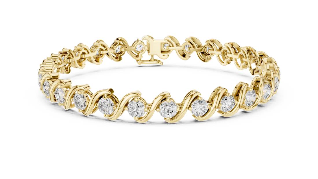 Elegant Round Cut Diamond Swirl Link Tennis Bracelet