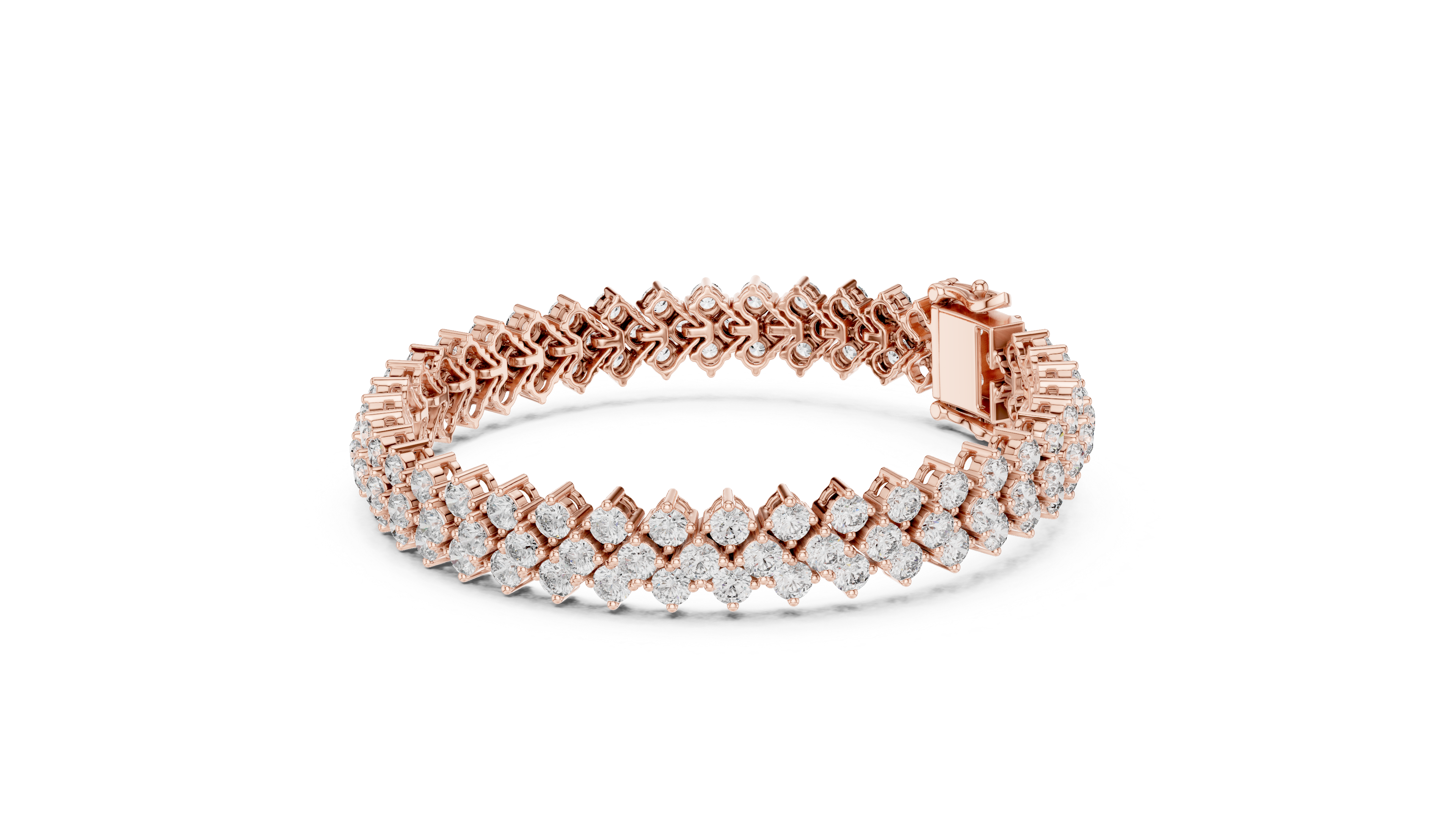 Round Brilliant Diamond Double Row Tennis Chain Bracelet