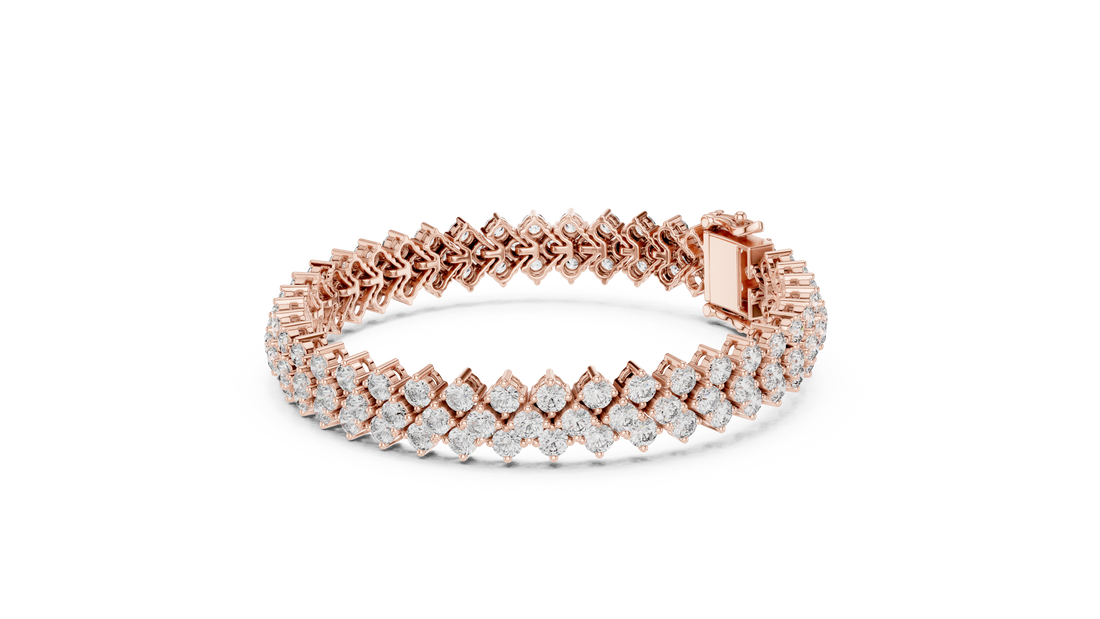 Round Brilliant Diamond Double Row Tennis Chain Bracelet