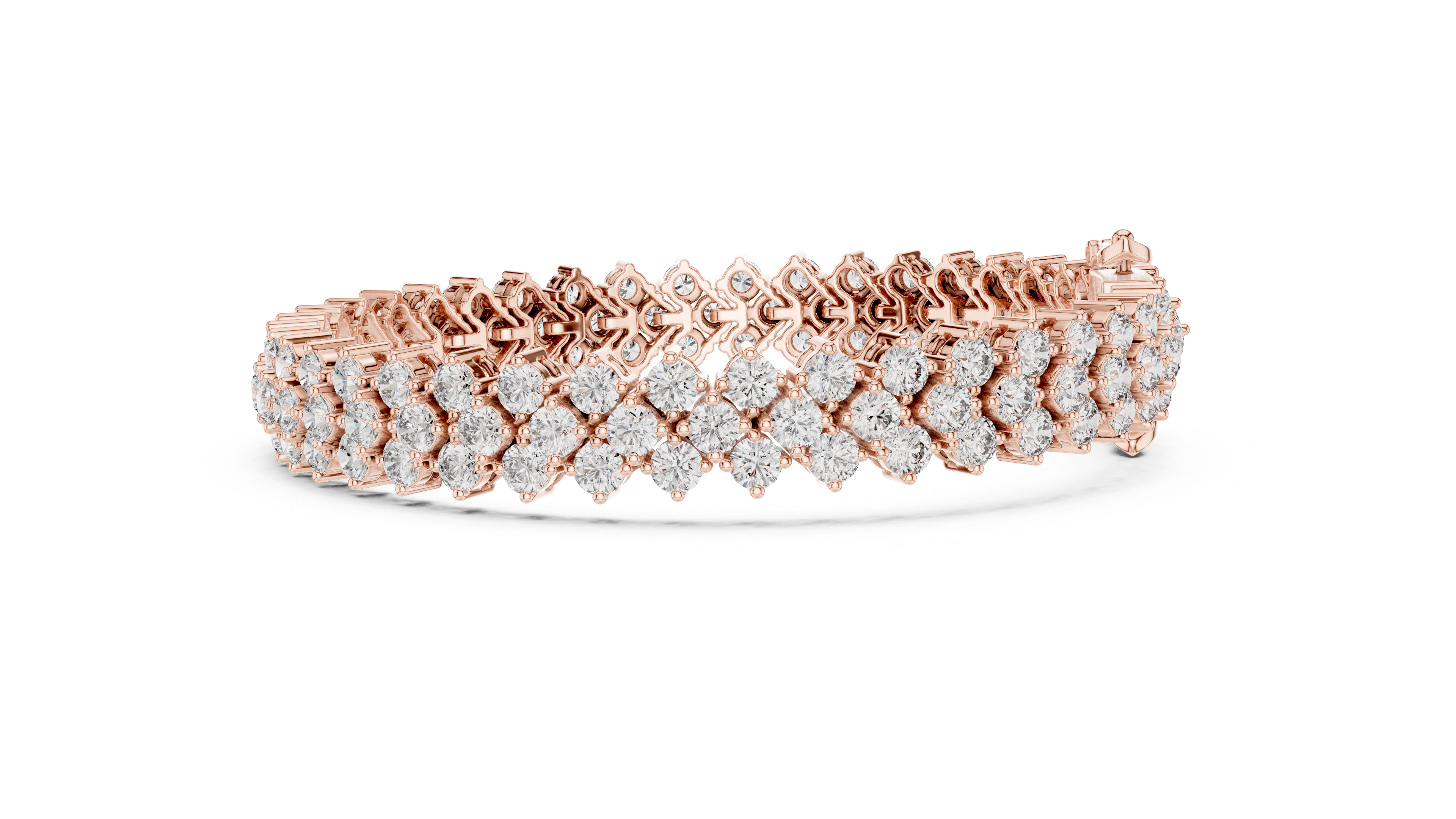 Round Brilliant Diamond Double Row Tennis Chain Bracelet