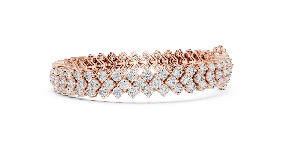 Round Brilliant Diamond Double Row Tennis Chain Bracelet