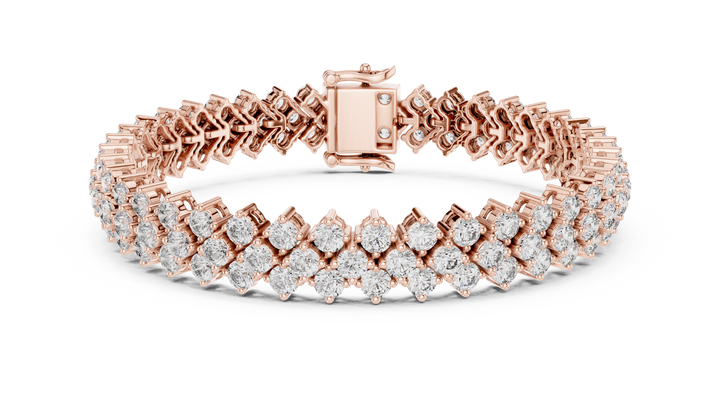 Round Brilliant Diamond Double Row Tennis Chain Bracelet