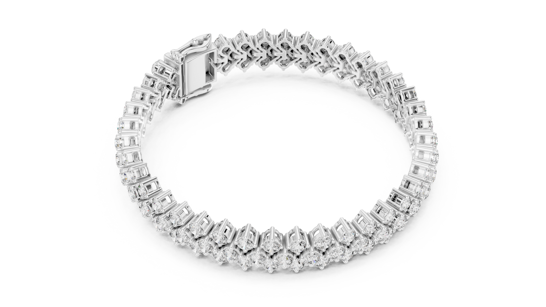 Round Brilliant Diamond Double Row Tennis Chain Bracelet