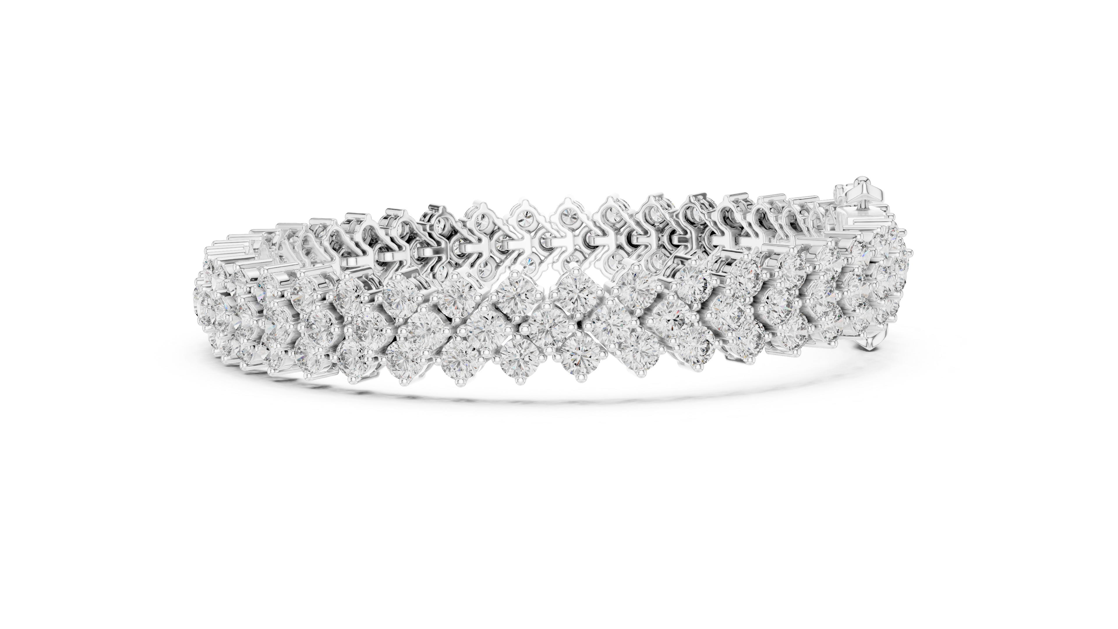 Round Brilliant Diamond Double Row Tennis Chain Bracelet