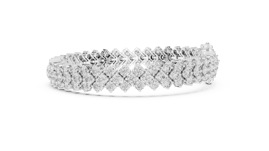Round Brilliant Diamond Double Row Tennis Chain Bracelet
