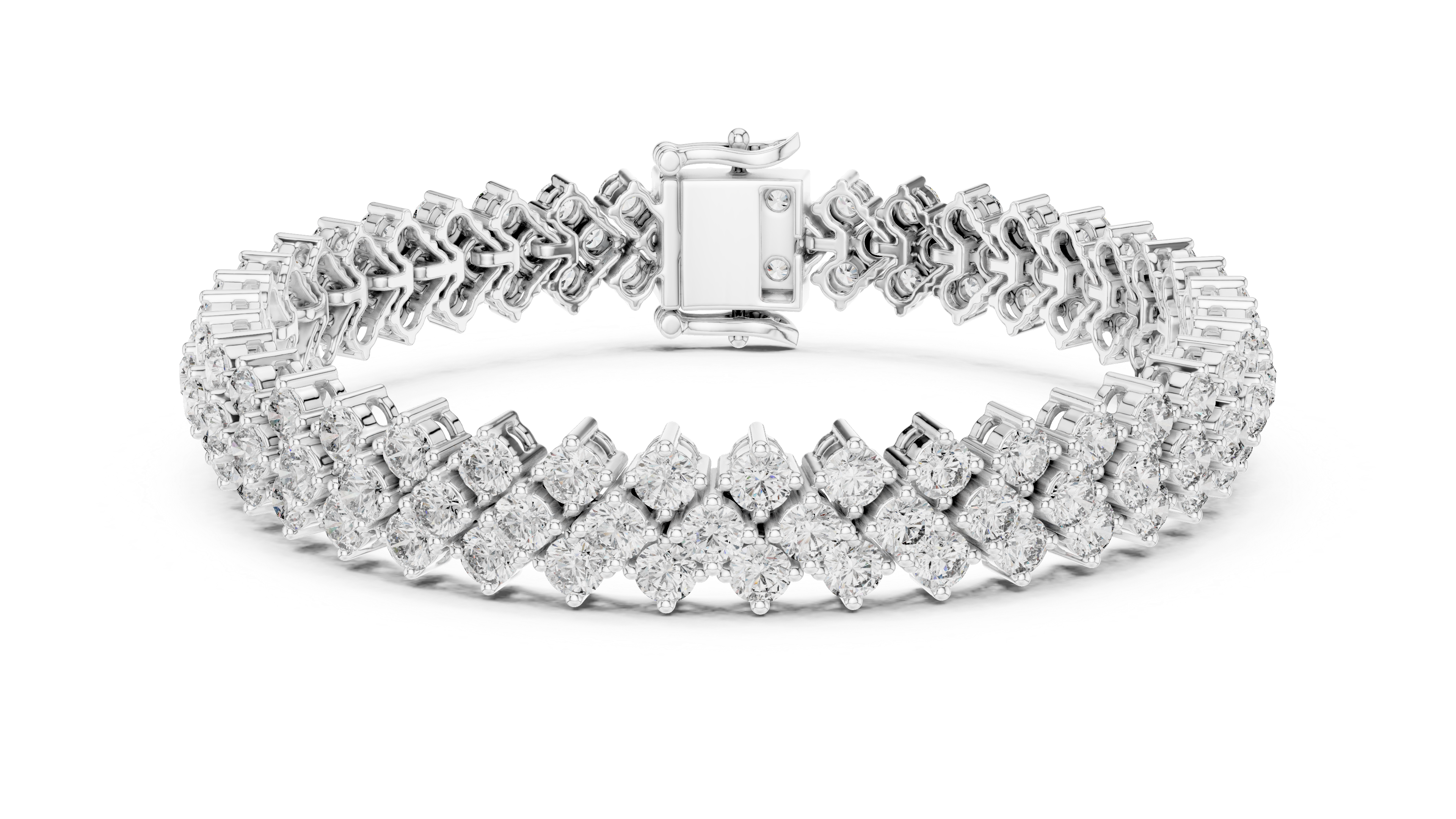Round Brilliant Diamond Double Row Tennis Chain Bracelet