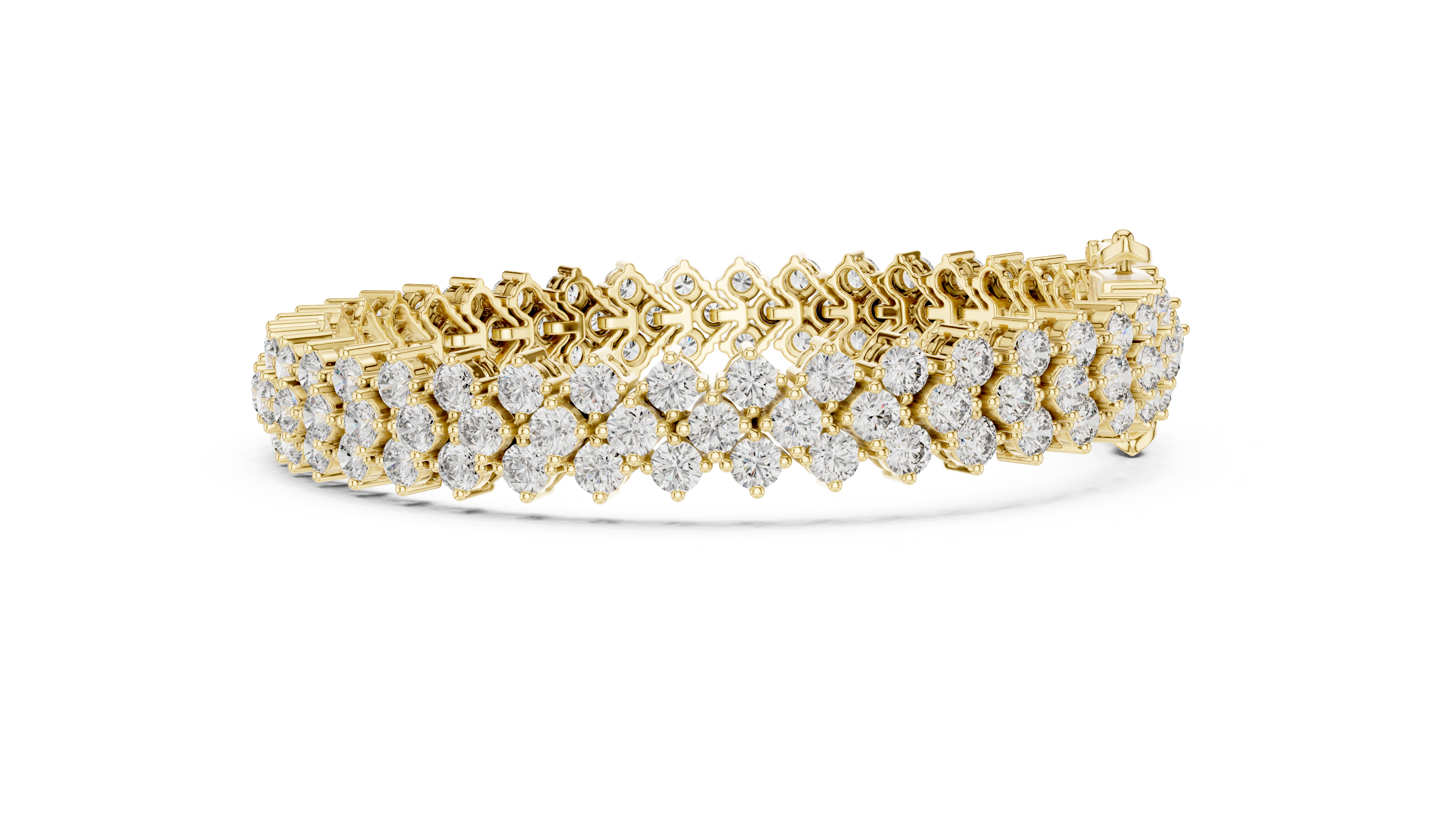 Round Brilliant Diamond Double Row Tennis Chain Bracelet
