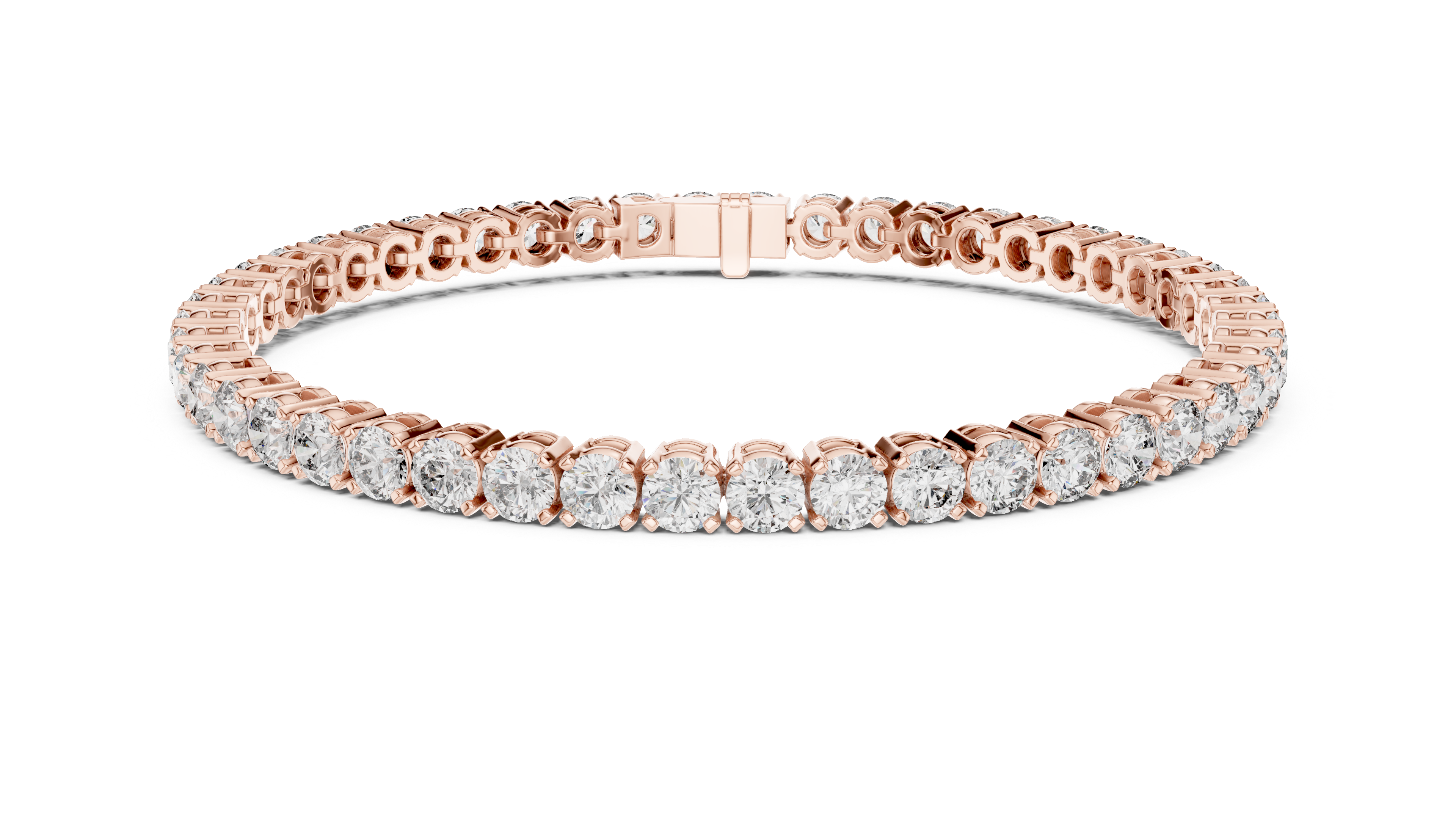 Round Brilliant Diamond Tennis Chain Bracelet in Prong Set Graduated Line